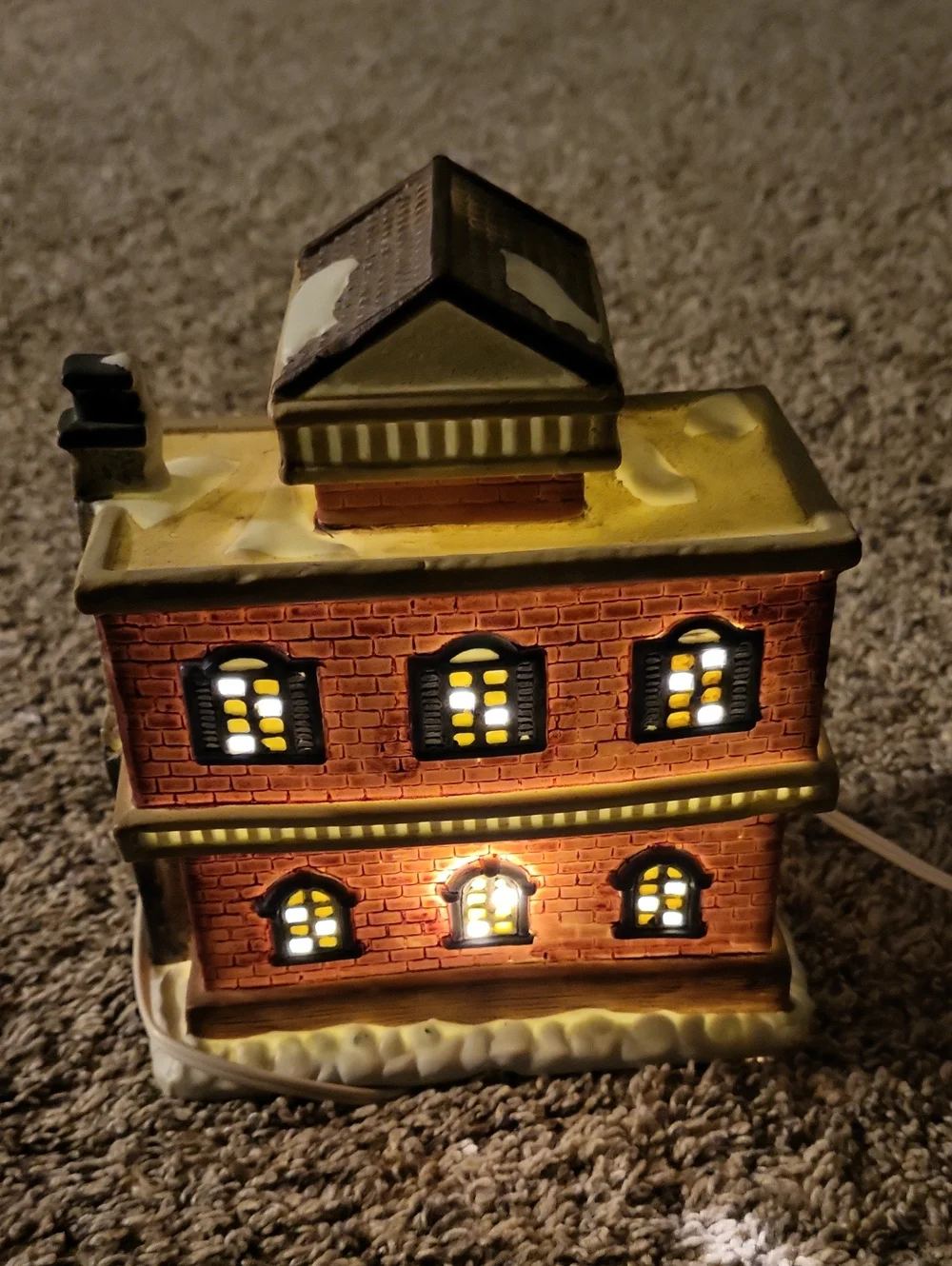 Holiday Ceramic Bank Building - Red, Cream & Blue